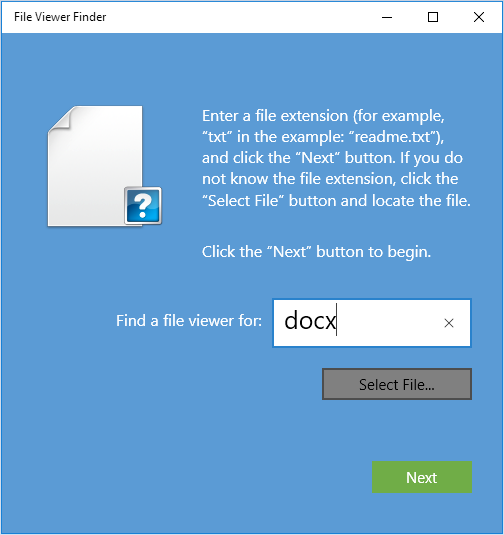 Find File Viewer - Enter file extension