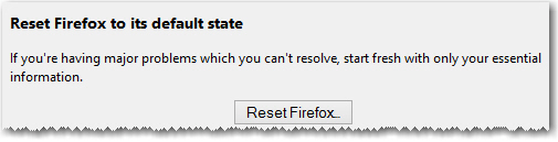 Reset Firefox