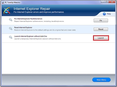 PC Tuneup Maestro launch button
