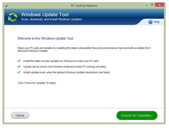 windows update tool welcome screen