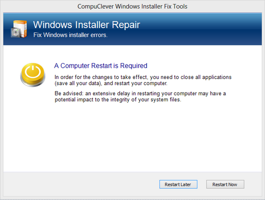 windows installer repair tool welcome screen