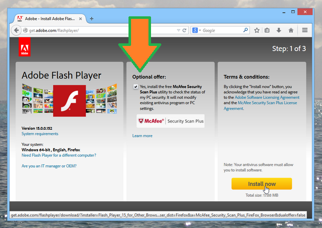 Adobe Flash update sneaks in McAfee installation